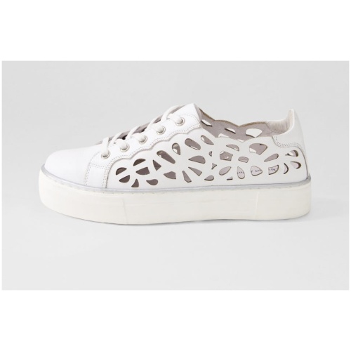 Django & Juliette Flixx Dj White White Sole Leather White White Sole Sneakers Womens Shoes Casual Casual Sneakers