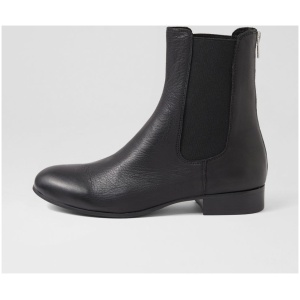 Django & Juliette Flukie Dj Black Black Heel Leather Black Black Heel Boots Womens Shoes Ankle Boots
