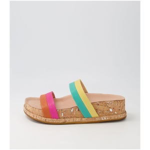 Django & Juliette Gabon Dj Orange Fuchsia Multi Orange Fuchsia Sandals Womens Shoes Casual Sandals Flat Sandals