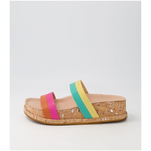 Django & Juliette Gabon Dj Orange Fuchsia Multi Orange Fuchsia Sandals Womens Shoes Casual Sandals Flat Sandals
