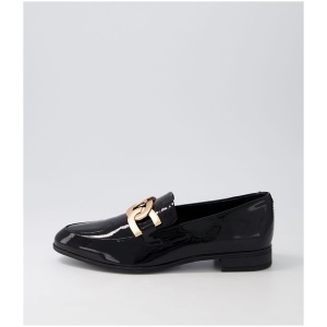 Django & Juliette Gumper Dj Black Patent Leather Black Shoes Womens Shoes Casual Flat Shoes
