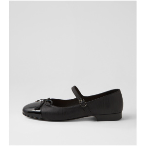 Django & Juliette Ilfra Dj Black Black Print Patent Leather Black Black Print Shoes Womens Shoes Casual Flat Shoes