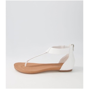 Django & Juliette Jacklle Dj White Leather White Sandals Womens Shoes Casual Sandals Flat Sandals