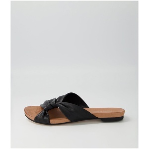 Django & Juliette Jacmel Dj Black Leather Black Sandals Womens Shoes Casual Sandals Flat Sandals