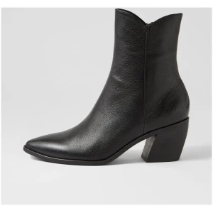 Django & Juliette Jambi Dj Black Black Heel Leather Black Black Heel Boots Womens Shoes Ankle Boots
