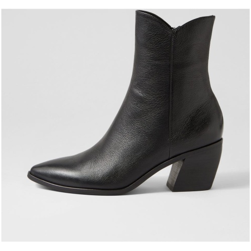 Django & Juliette Jambi Dj Black Black Heel Leather Black Black Heel Boots Womens Shoes Ankle Boots