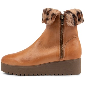 Django & Juliette Kasha Dj Dk Tan Ocelot Leather Fur Dk Tan Ocelot Boots Womens Shoes Casual Ankle Boots