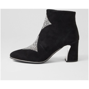 Django & Juliette Kazou Dj Black Silver Suede Jewels Black Silver Boots Womens Shoes Ankle Boots