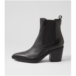 Django & Juliette Langford Dj Black Leather Black Boots Womens Shoes Casual Ankle Boots