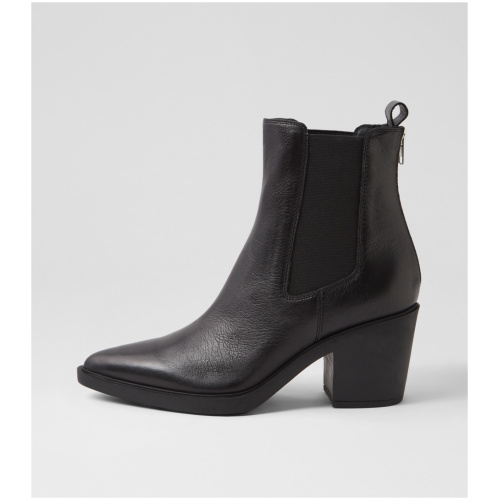 Django & Juliette Langford Dj Black Leather Black Boots Womens Shoes Casual Ankle Boots