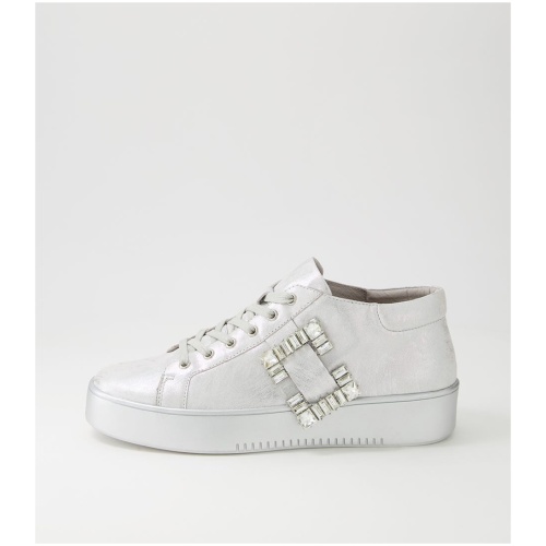 Django & Juliette Larine Dj Silver Silver Sole Scratch Leather Silver Silver Sole Sneakers Womens Shoes Casual Casual Sneakers