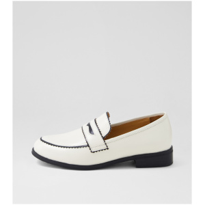 Django & Juliette Lastarr Dj Ivory Black Leather Leather Ivory Black Shoes Womens Shoes Casual Flat Shoes
