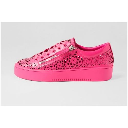 Django & Juliette Leitha Dj Hot Pink Hot Pink Sole Leather Hot Pink Hot Pink Sole Sneakers Womens Shoes Casual Casual Sneakers