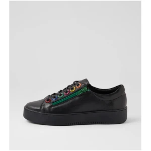 Django & Juliette Lubu Dj Black Bright Trim Leather Black Bright Trim Sneakers Womens Shoes Casual Casual Sneakers