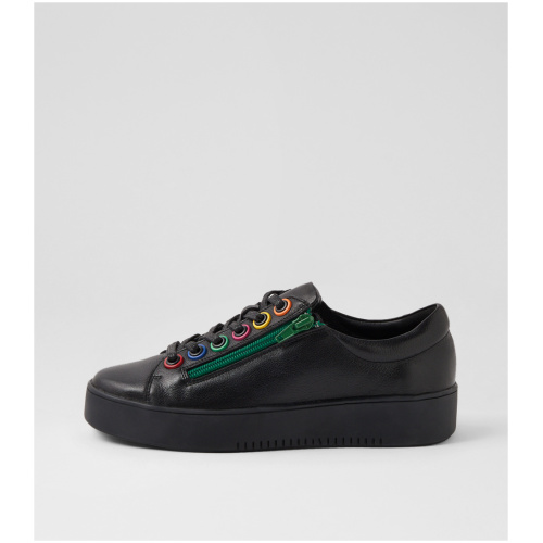 Django & Juliette Lubu Dj Black Bright Trim Leather Black Bright Trim Sneakers Womens Shoes Casual Casual Sneakers