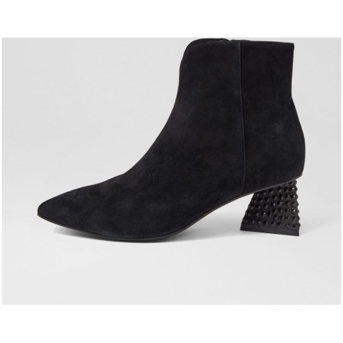 Django & Juliette Malitta Dj Black Suede Black Boots Womens Shoes Ankle Boots