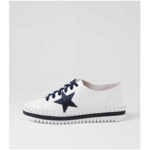 Django & Juliette Manete Dj White Navy Leather Jewels White Navy Sneakers Womens Shoes Casual Casual Sneakers