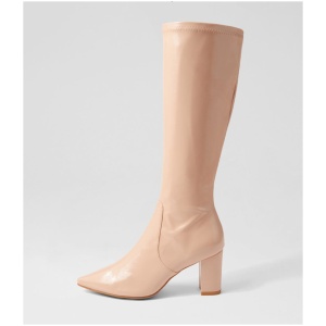 Django & Juliette Norass Dj Dk Nude Stretch Patent Pu Dk Nude Boots Womens Shoes Casual Long Boots