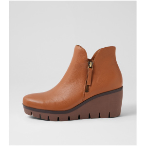 Django & Juliette Nuluxe Dj Dk Tan Leather Dk Tan Boots Womens Shoes Casual Ankle Boots