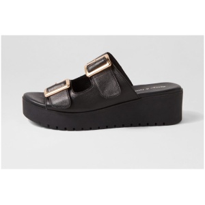 Django & Juliette Oaxel Dj Black Black Sole Leather Black Black Sole Sandals Womens Shoes Casual Sandals Flat Sandals