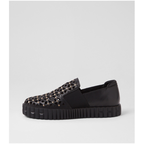 Django & Juliette Oisey Dj Black Black Sole Leather Black Black Sole Sneakers Womens Shoes Casual Casual Sneakers
