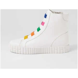 Django & Juliette Ozippa Dj White Bright Leather Elastic White Bright Boots Womens Shoes Casual Ankle Boots