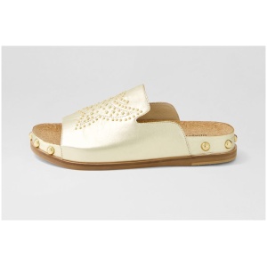 Django & Juliette Quilly Dj Pale Gold Gold Leather Pale Gold Gold Sandals Womens Shoes Casual Sandals Flat Sandals