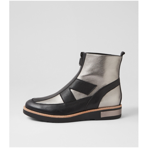 Django & Juliette Ratree Dj Black Pewter Leather Black Pewter Boots Womens Shoes Casual Ankle Boots