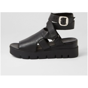 Django & Juliette Rimini Dj Black Black & Black Leather Sole Black Black & Black Sandals Womens Shoes Casual Sandals Flat Sandals