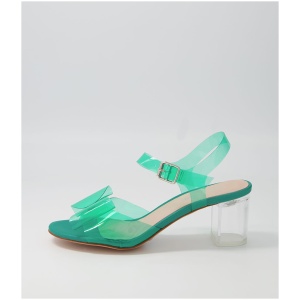 Django & Juliette Sadayo Dj Emerald Clear Vinylite Heel Emerald Clear Sandals Womens Shoes Casual Heeled Sandals