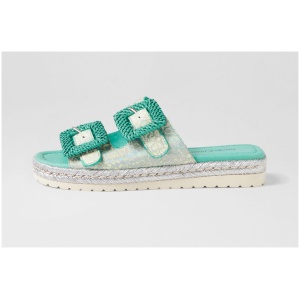 Django & Juliette Savi Dj Aqua Print Aqua Leather Buckle Aqua Print Aqua Sandals Womens Shoes Casual Sandals Flat Sandals