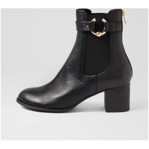 Django & Juliette Sholto Dj Black Black Heel Leather Black Black Heel Boots Womens Shoes Ankle Boots