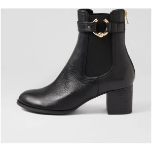 Django & Juliette Sholto Dj Black Black Heel Leather Black Black Heel Boots Womens Shoes Ankle Boots