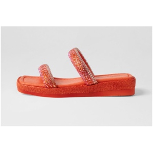 Django & Juliette Sidra Dj Orange Multi Orange Sandals Womens Shoes Sandals Flat Sandals