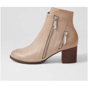 Django & Juliette Slaine Dj Smoke Choc Heel Leather Smoke Choc Heel Boots Womens Shoes Casual Ankle Boots