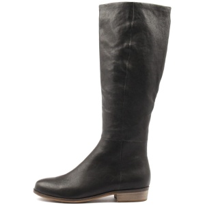 Django & Juliette Strath Black Leather Black Boots Womens Shoes Casual Long Boots