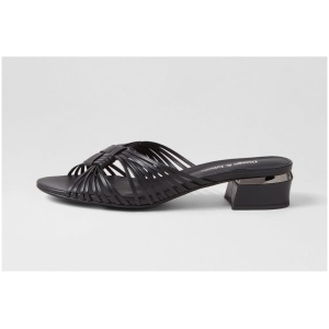 Django & Juliette Tomek Dj Black Leather Black Sandals Womens Shoes Dress Heeled Sandals