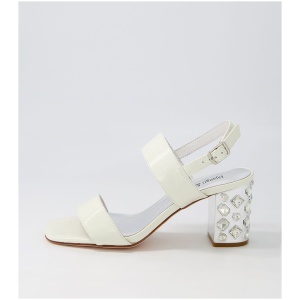 Django & Juliette Ubrent Dj Ivory Patent Leather Ivory Sandals Womens Shoes Dress Heeled Sandals