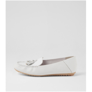 Django & Juliette Valkon Dj White Tumble Leather White Shoes Womens Shoes Casual Flat Shoes