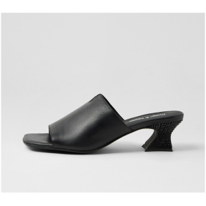 Django & Juliette Valyse Dj Black Black Leather Jewels Black Black Sandals Womens Shoes Dress Heeled Sandals