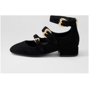 Django & Juliette Voslo Dj Black Suede Black Shoes Womens Shoes Casual Heeled Shoes