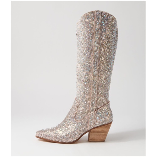 Django & Juliette Westyn Dj Silver Jewel Fabric Silver Jewel Boots Womens Shoes Casual Long Boots