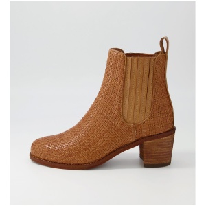 Django & Juliette Woso Dj Tan Weave Leather Tan Weave Boots Womens Shoes Casual Ankle Boots