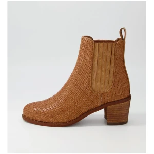 Django & Juliette Woso Dj Tan Weave Leather Tan Weave Boots Womens Shoes Casual Ankle Boots