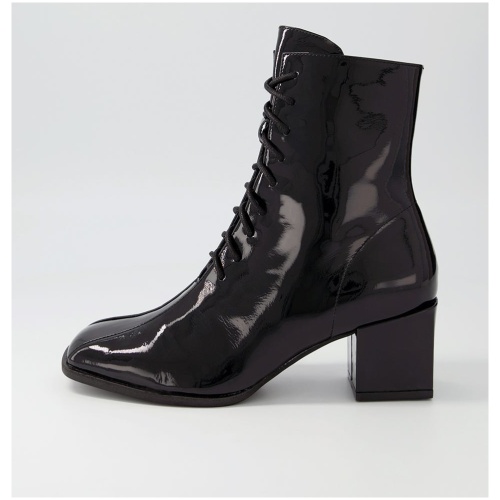 Django & Juliette Wycliff Dj Black Patent Leather Black Boots Womens Shoes Casual Ankle Boots