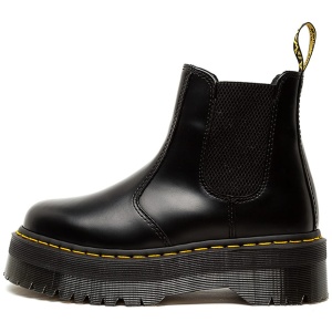 Dr Marten 2976 Quad Black Smooth Leather Black Boots Womens Shoes Casual Ankle Boots