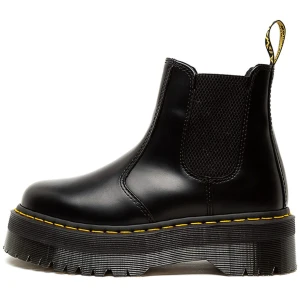 Dr Marten 2976 Quad Black Smooth Leather Black Boots Womens Shoes Casual Ankle Boots