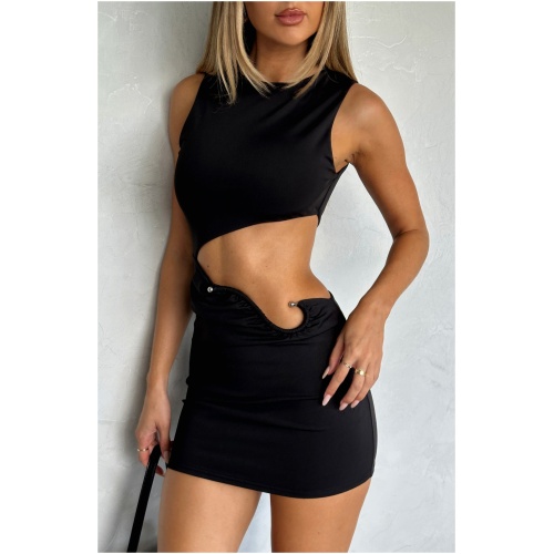 Drifting Apart Mini Dress Black
