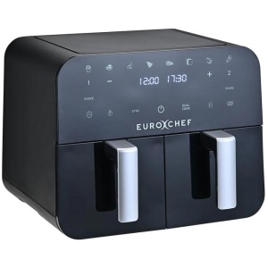 EUROCHEF 9L Dual Zone Air Fryer, Electric Digital Airfryer Twin Drawers, Black/Silver