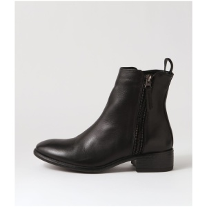 Eos Celi Eo Black Leather Black Boots Womens Shoes Casual Ankle Boots